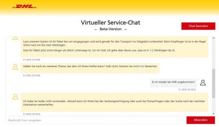 dhl, post, paket, paketversand, logitik, chat